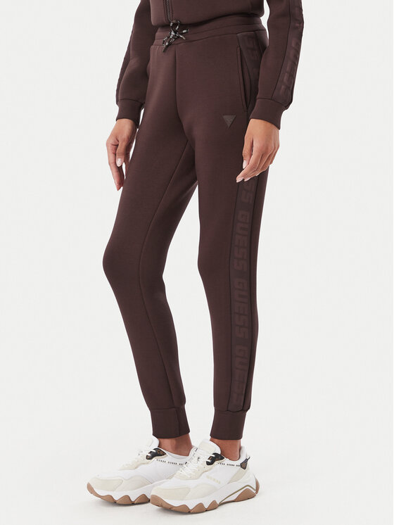 Guess Spodnie dresowe V2YB18 K7UW2 Brązowy ciemny Regular Fit