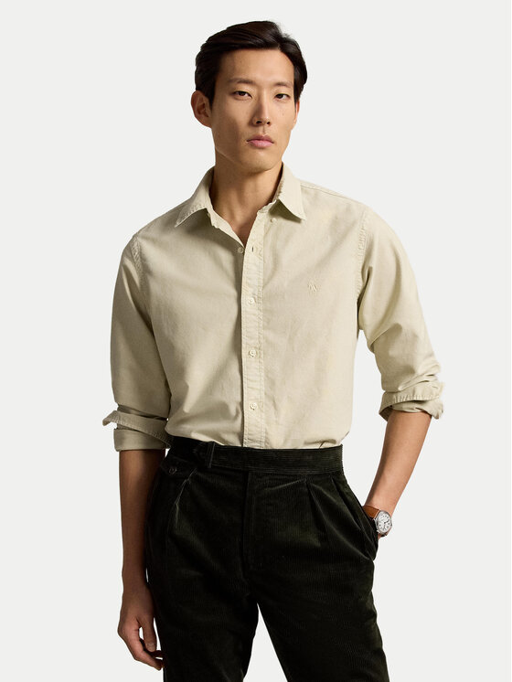 Polo Ralph Lauren Koszula 710804257505 Beżowy jasny Slim Fit