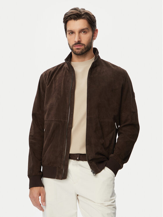 JOOP! Kurtka skórzana 1500158 80100853 Brązowy Regular Fit