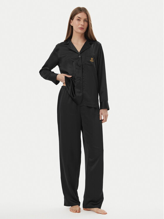 LAUREN RALPH LAUREN Piżama ILN92556 Czarny Relaxed Fit