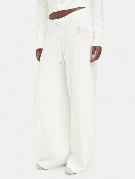 Juicy Couture Spodnie dzianinowe JCWBJ226310 Kremowy Relaxed Fit