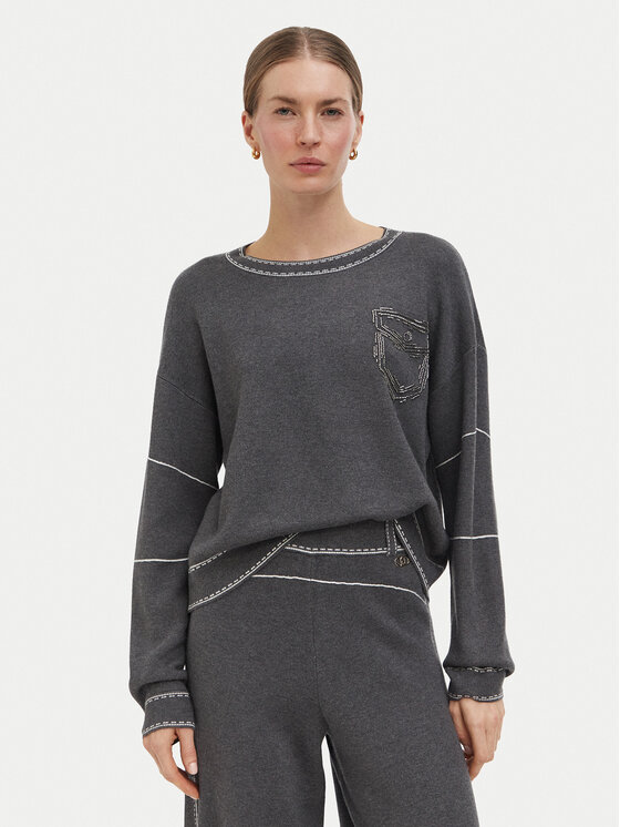 Liu Jo Sport Sweter TF6180 MS59L Szary ciemny Regular Fit