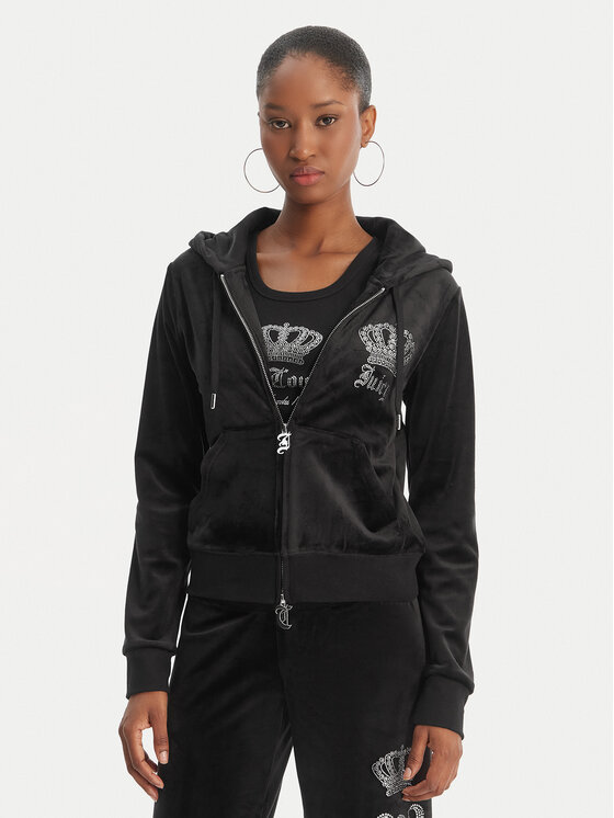 Juicy Couture Bluza Gothic Crown JCBAS126805 Czarny Slim Fit