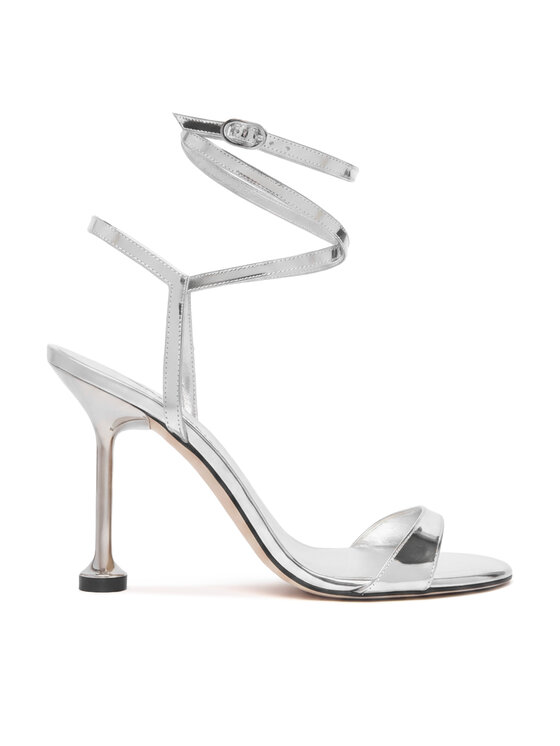 Stuart Weitzman Sandały Naudistini Wrap 100 SM911 Srebrny