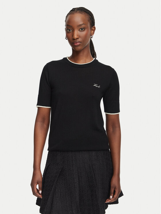 KARL LAGERFELD Sweter B3W18039 Czarny Regular Fit