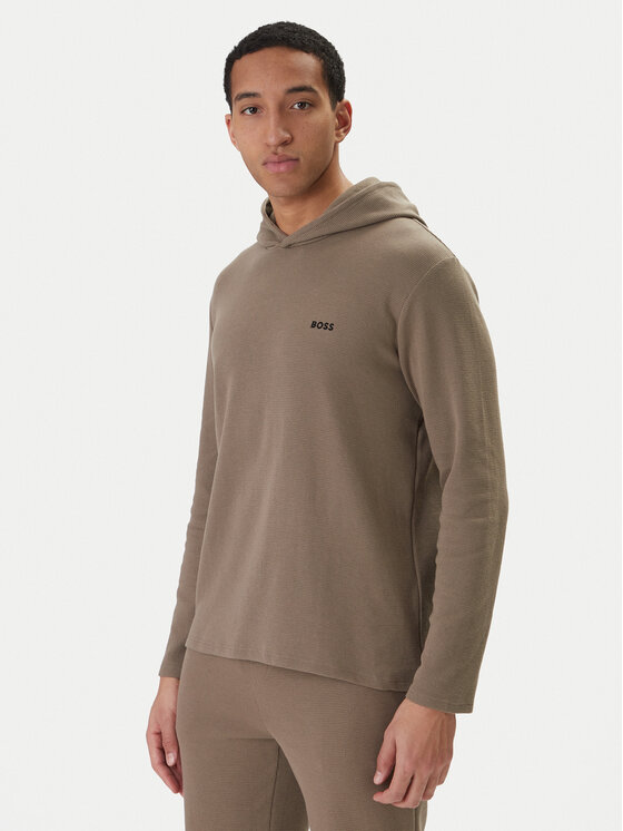 BOSS Longsleeve Waffle 50535885 Brązowy Regular Fit