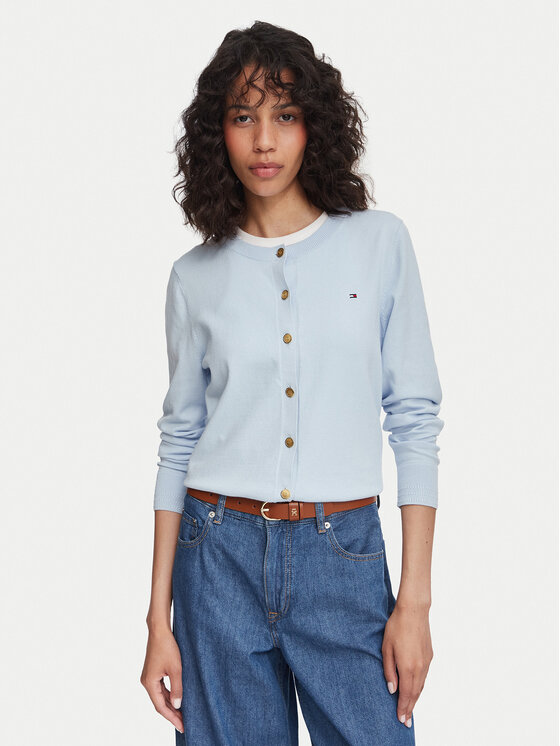 Tommy Hilfiger Kardigan WW0WW42370 Błękitny Regular Fit
