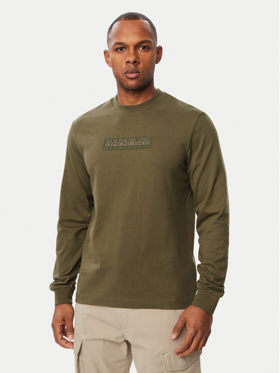 Napapijri Longsleeve S-Box Logo NP0A8BC5 Khaki Regular Fit