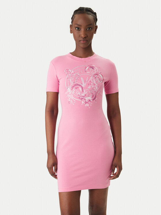 Versace Jeans Couture Sukienka codzienna 80HAOE01 CJ02E Różowy Slim Fit