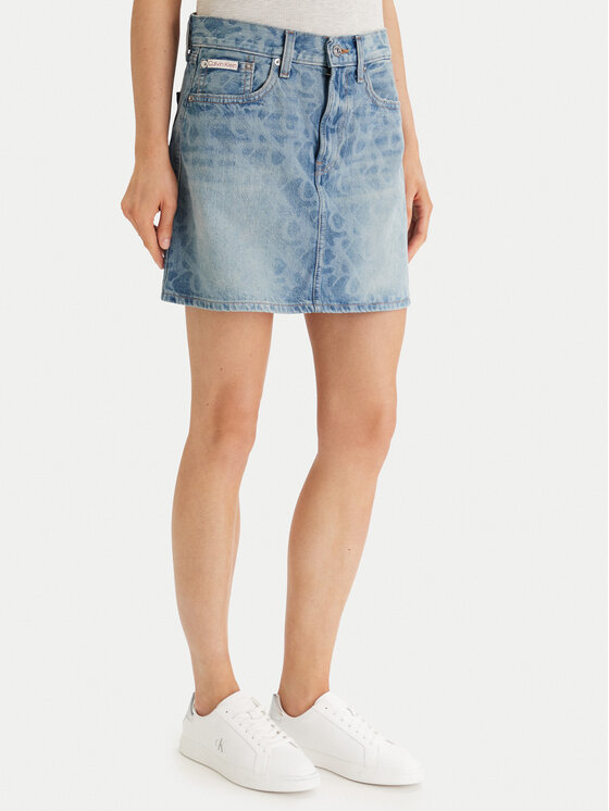 Calvin Klein Jeans Spódnica jeansowa 90S Mini  LV147F679G Niebieski Regular Fit