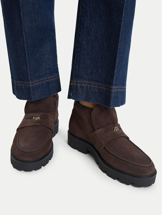 Tommy Hilfiger Botki Th Enamel Charm Loafer Boot FW0FW09680 Brązowy