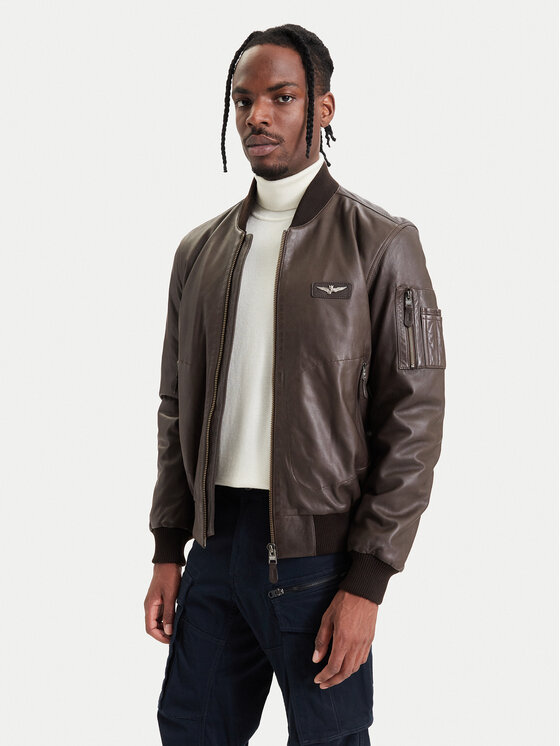 Aeronautica Militare Kurtka skórzana 262PN0966UPL00328 Brązowy Regular Fit