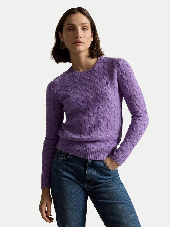 Polo Ralph Lauren Sweter 211971865502 Fioletowy Slim Fit