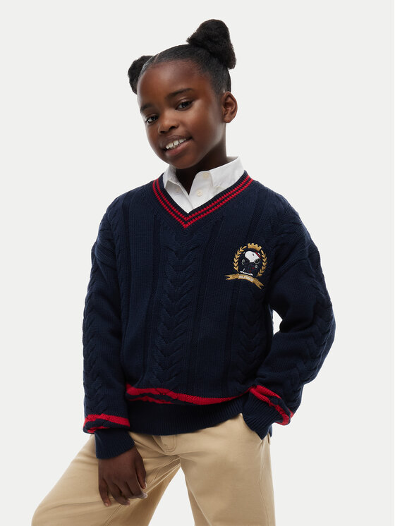 Tommy Hilfiger Sweter KS0KS00763 Granatowy Relaxed Fit