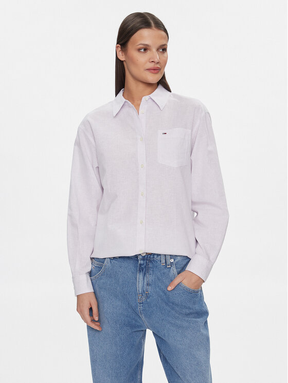 Tommy Jeans Koszula DW0DW17737 Fioletowy Boxy Fit