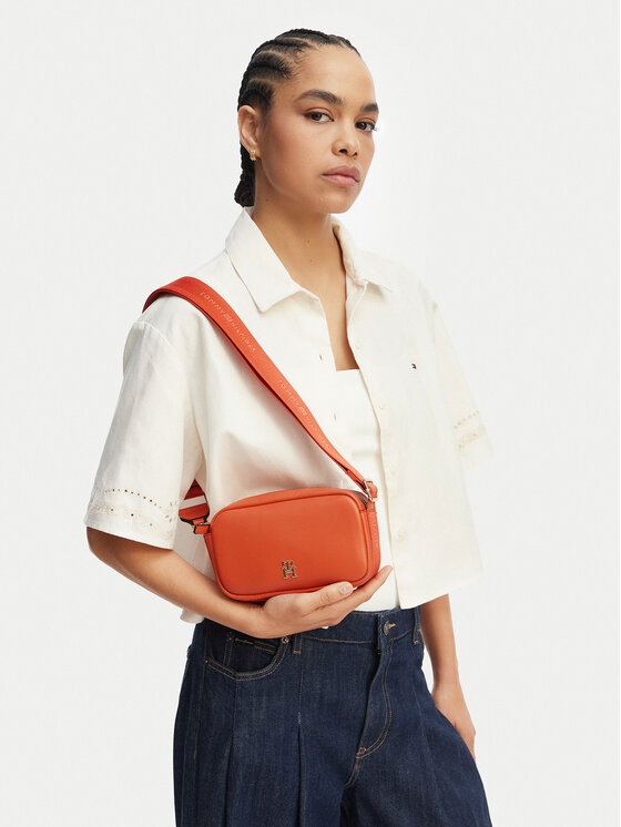 Tommy Hilfiger Torebka Th Logotape Camera Bag AW0AW18741 Pomarańczowy