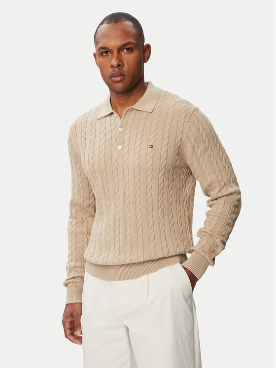 Tommy Hilfiger Sweter Classic MW0MW41955 Beżowy jasny Regular Fit