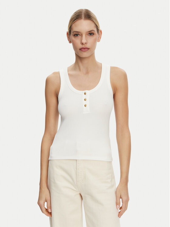 Tommy Hilfiger Top Henley WW0WW43920 Biały Slim Fit