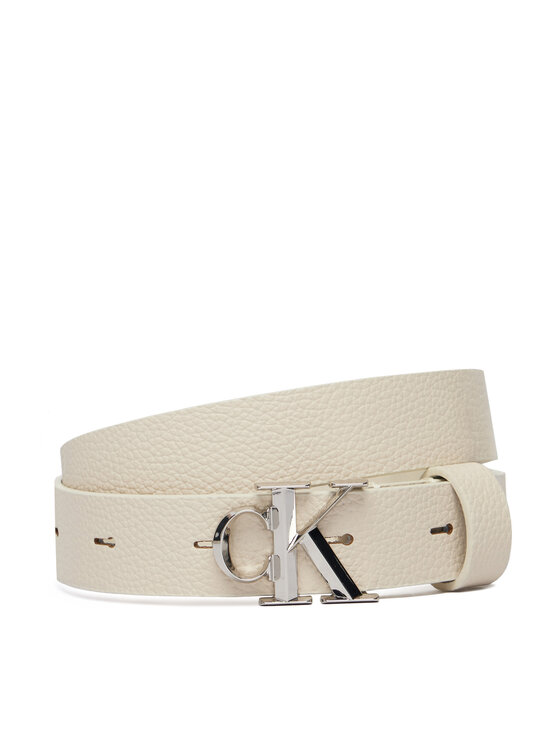 Calvin Klein Pasek Damski Facet Ck Buckle Pebble LV04F7060G Kremowy