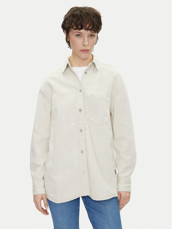 Pepe Jeans Koszula jeansowa PL304963 Écru Oversize