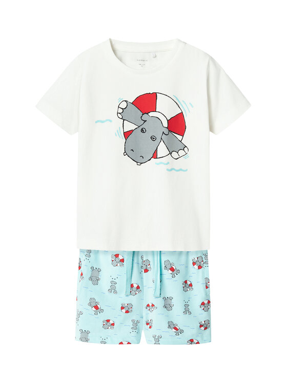 NAME IT Komplet t-shirt i spodenki Zumus 13241038 Biały Regular Fit