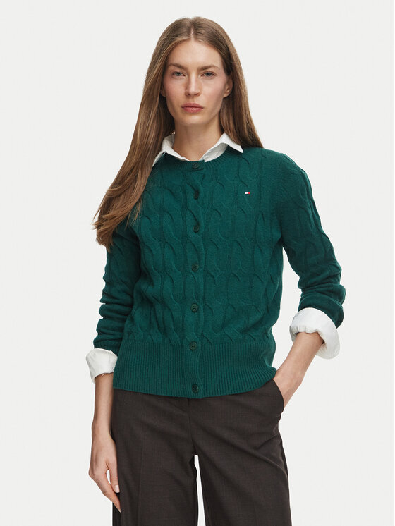 Tommy Hilfiger Kardigan Soft WW0WW52191 Zielony Regular Fit