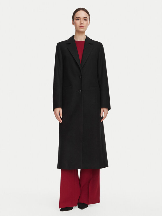 HUGO Płaszcz wełniany Mojeni 50569838 Czarny Relaxed Fit