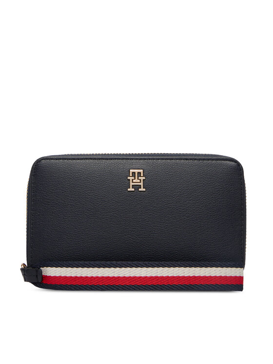 Tommy Hilfiger Portfel Th Logotape Compact Zip Around AW0AW18699 Granatowy