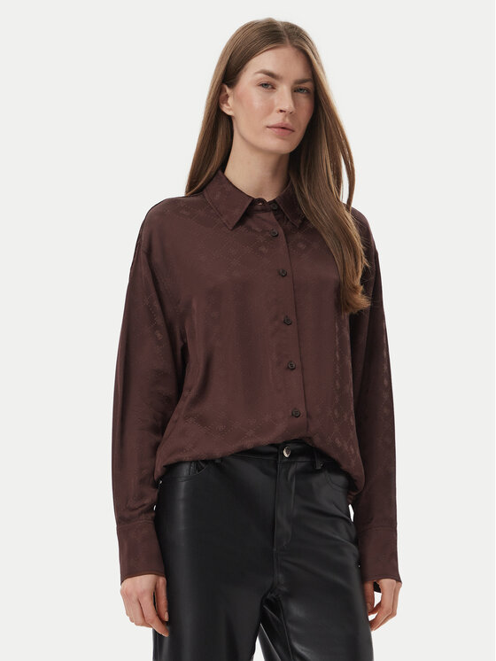 Guess Koszula W6BH46 W4236 Brązowy ciemny Regular Fit