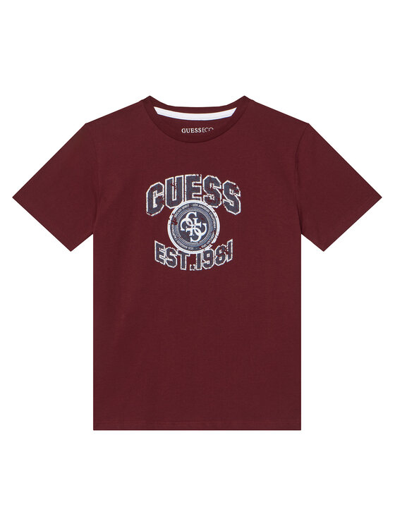 Guess T-Shirt L6RI13 K8HM4 Bordowy Regular Fit