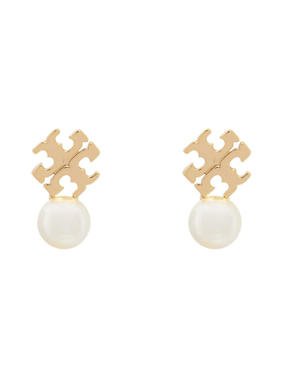 Tory Burch Kolczyki LOGO AND PEARL STUD EARRINGS 184421 Złoty