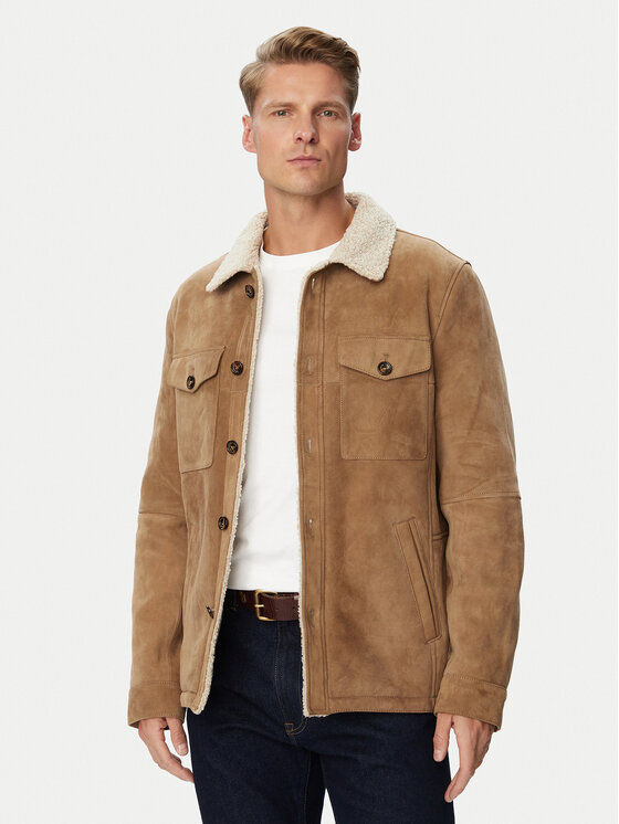 Milestone Kożuch naturalny MSPalermo 631624 21550 Beżowy Regular Fit