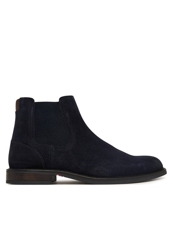 Tommy Hilfiger Sztyblety Corporate Dressy Suede Chelsea FM0FM05953 Granatowy