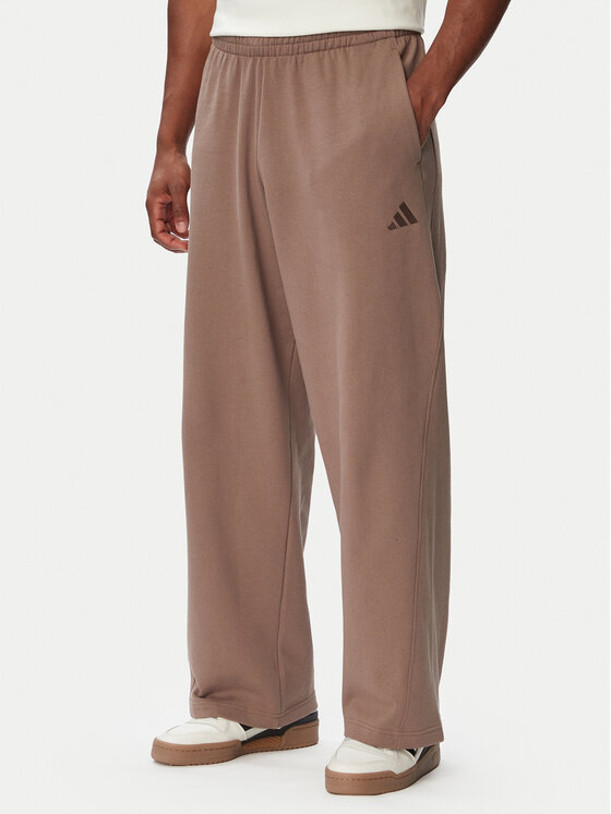 adidas Spodnie dresowe Kit Small Logo Wide KW2339 Beżowy Relaxed Fit