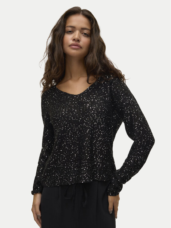 Vero Moda Bluzka Leilani 10318223 Czarny Loose Fit