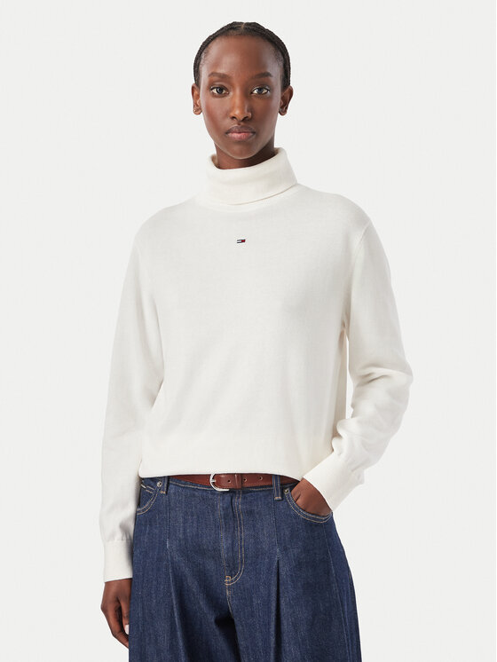Tommy Jeans Golf Essetnial DW0DW23361 Biały Relaxed Fit