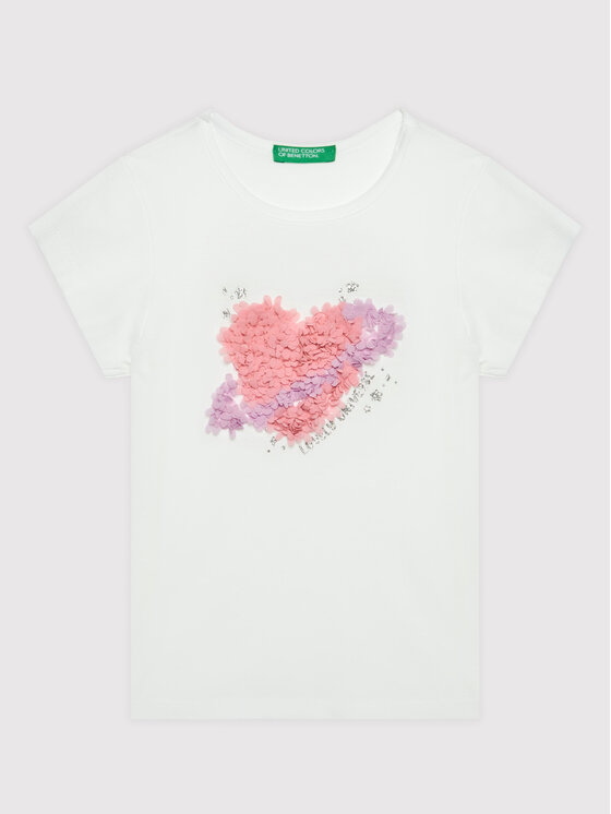United Colors Of Benetton T-Shirt 3I1XG101W Biały Regular Fit