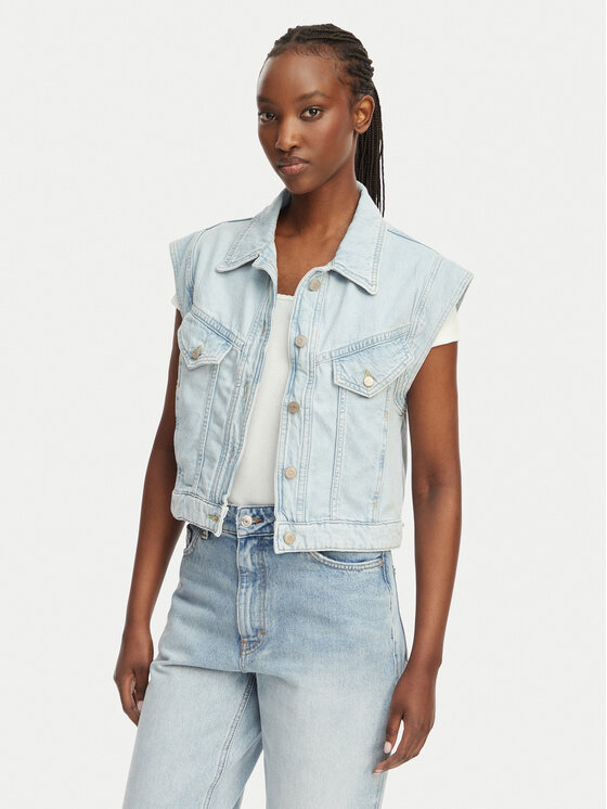 BOSS Kamizelka C Vest 1.0 50561036 Niebieski jasny Boxy Fit