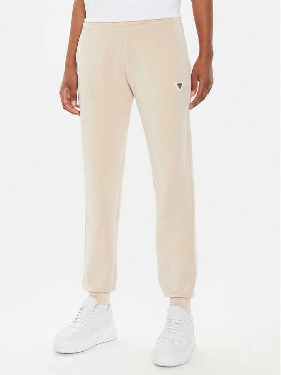 Guess Spodnie dresowe V4YB08 KCAY2 Beżowy Regular Fit
