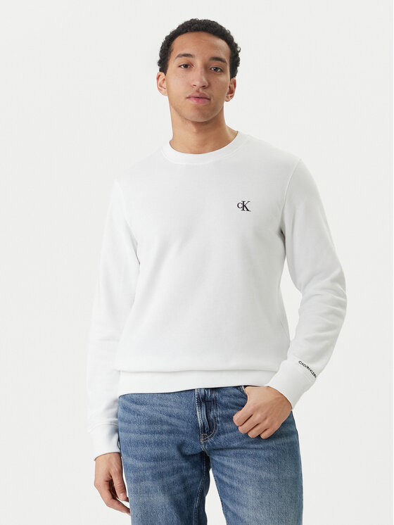 Calvin Klein Jeans Bluza Embroidered Logo J30J314536 Biały Regular Fit