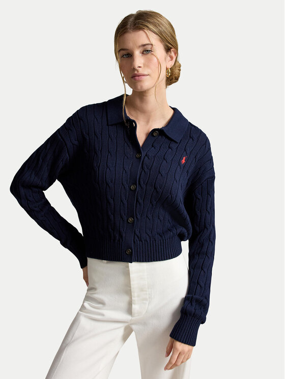 Polo Ralph Lauren Kardigan 211B30509002 Granatowy Straight Fit