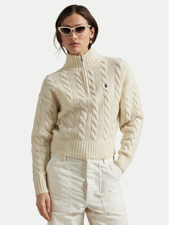 Polo Ralph Lauren Sweter 211972130003 Écru Relaxed Fit