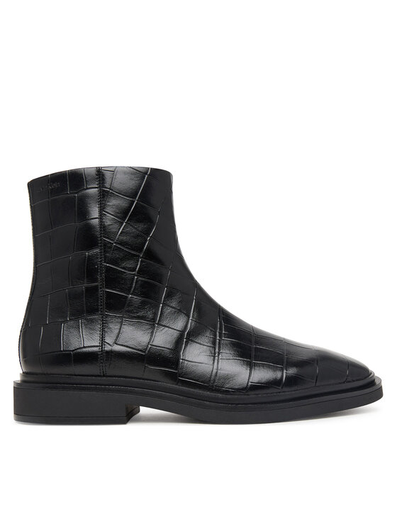 Calvin Klein Botki Square Ankle Boot Zip Croc Lth HW0HW03185 Czarny