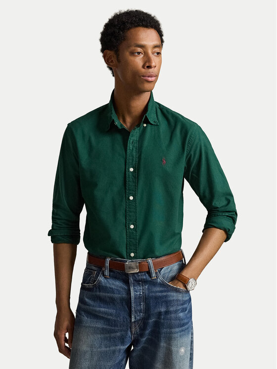 Polo Ralph Lauren Koszula 710805564518 Zielony ciemny Regular Fit