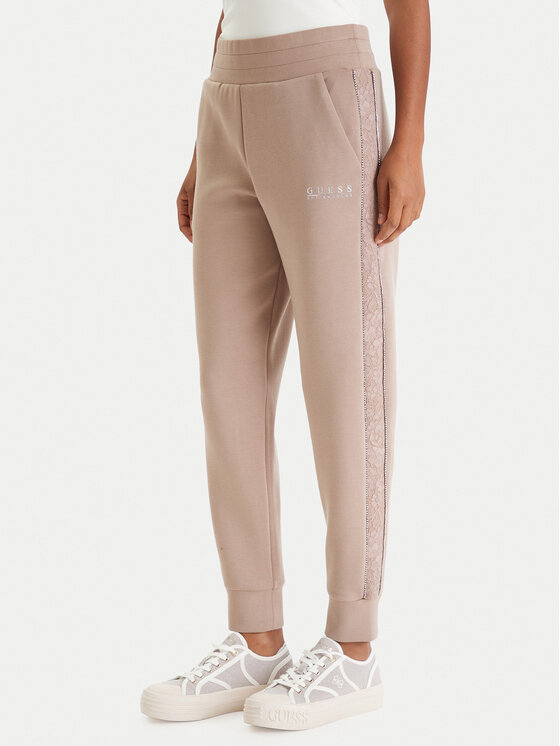 Guess Spodnie dresowe W6RB45 KBYE2 Beżowy Regular Fit