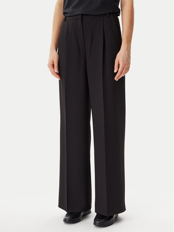 Calvin Klein Spodnie materiałowe Travel Twill K20K208214 Czarny Wide Leg