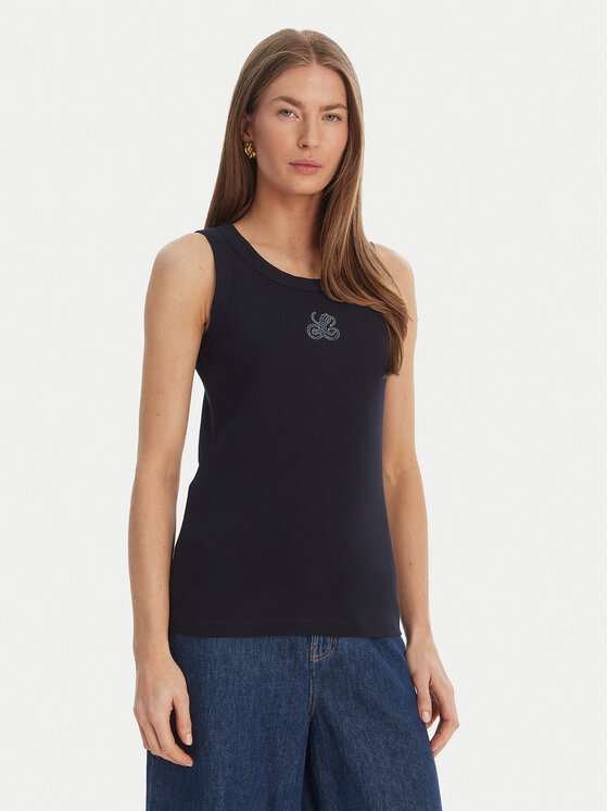 Luisa Spagnoli Top Bordo 543281 Granatowy Slim Fit