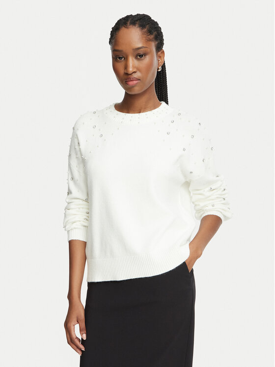 Rinascimento Sweter CFM0012304003 Kremowy Regular Fit