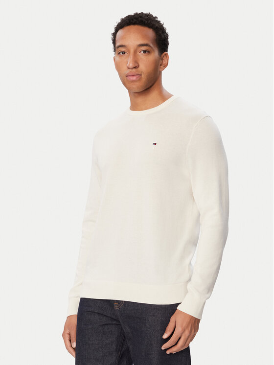 Tommy Hilfiger Sweter Essential Ssnl MW0MW39999 Kremowy Regular Fit