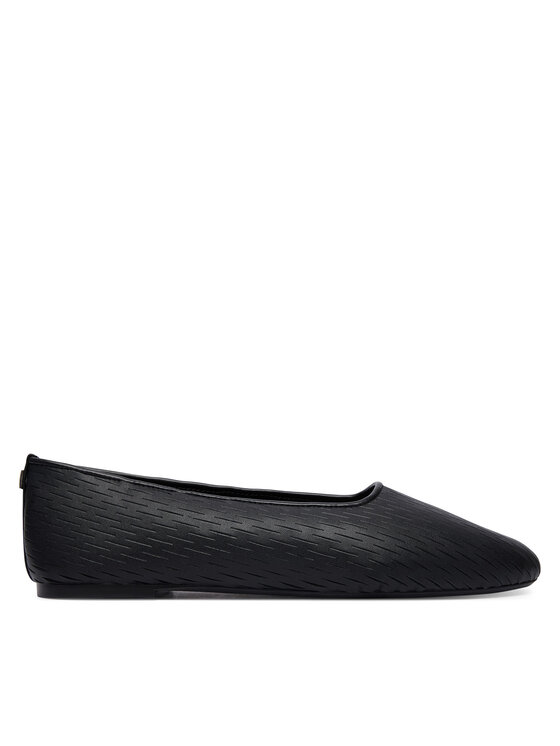 Calvin Klein Baleriny Oblique Ballerina Cut Lth HW0HW03033 Czarny